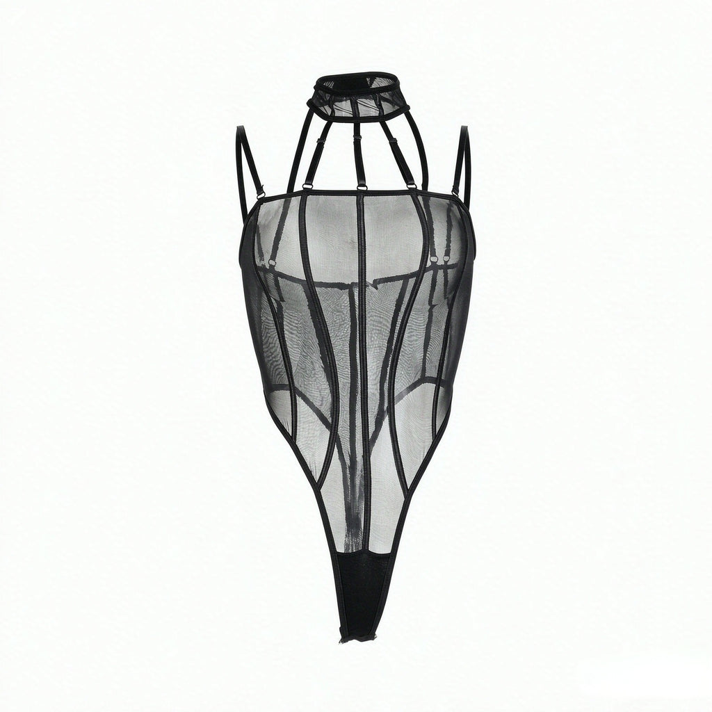 Body Vivienne en maille transparente