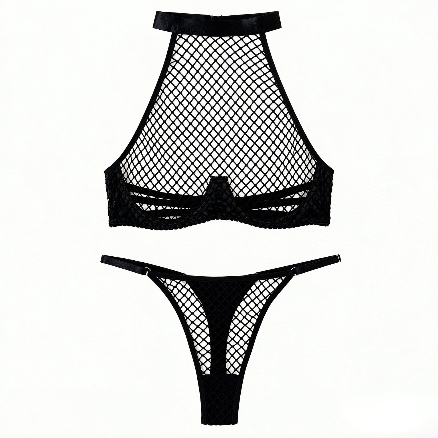 Nadia Fishnet Halter Lingerie Set
