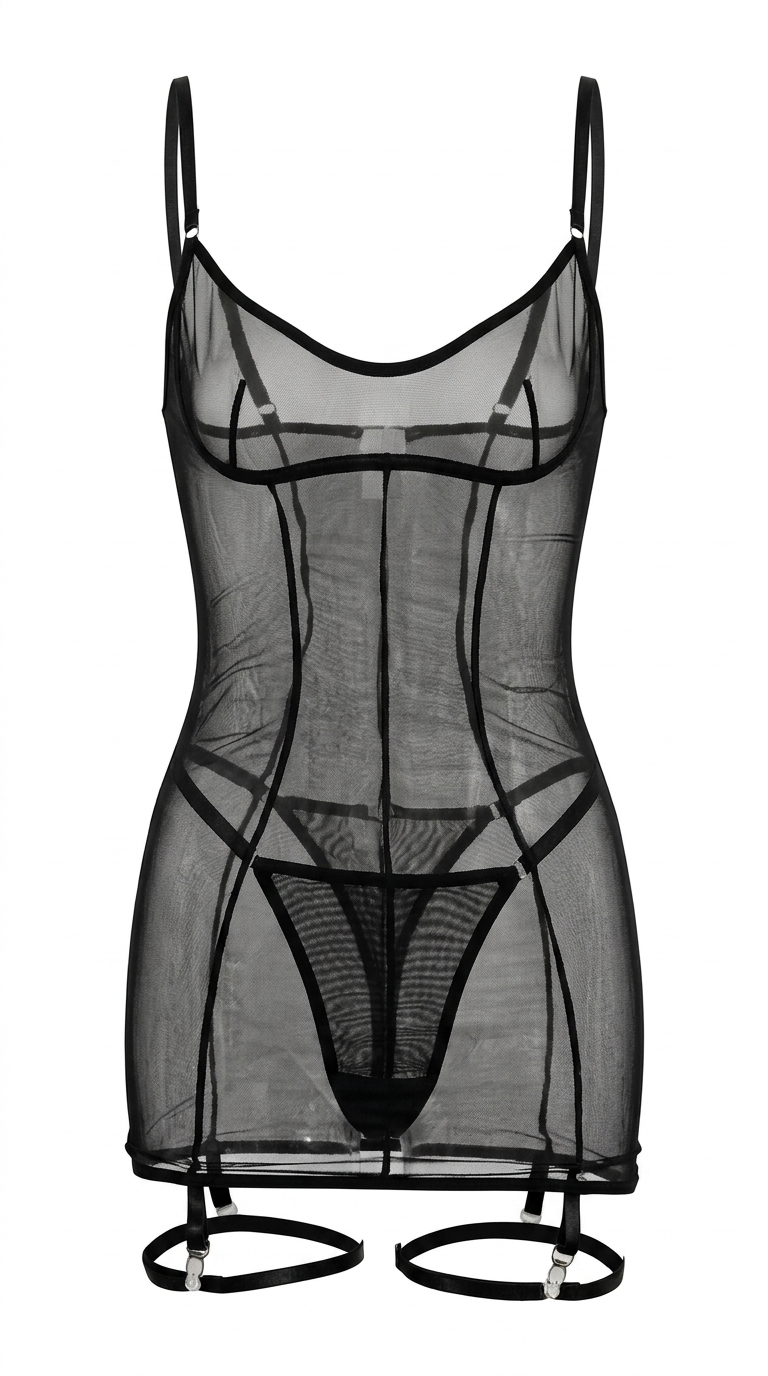 Selene Mesh Garter Chemise